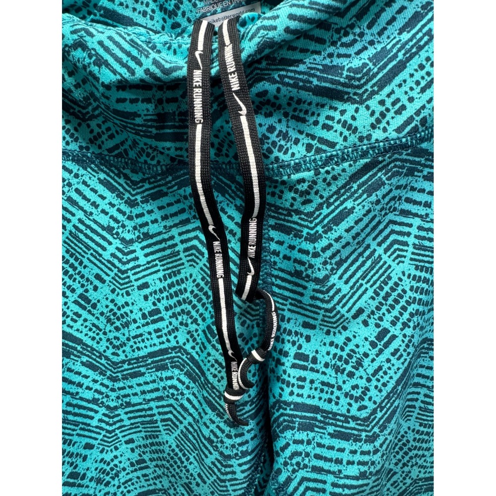 Nike Dri-FIT Running Leggings Womens Medium Teal Black Chevron Crop Tights - Picture 5 of 8
